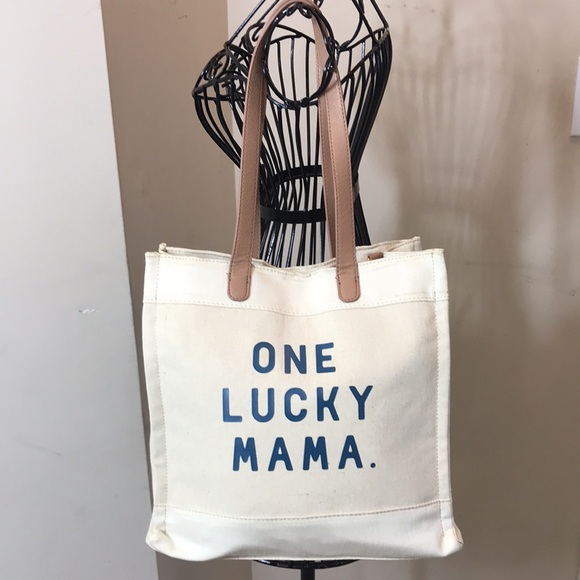 LC Lauren Conrad Handbags - LC Lauren Conrad Shoulder & Crossbody “One Lucky Mama.” Canvas Bag